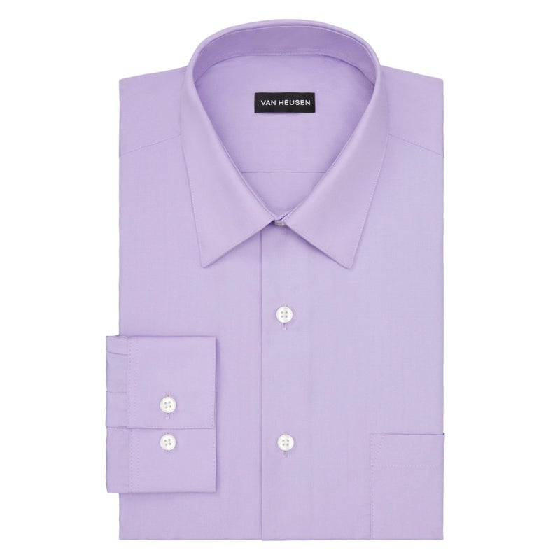 Van Heusen Men's Dress Shirt Regular Fit Poplin Solid, Lavender, 15" Neck 32"-33" Sleeve - Image 3